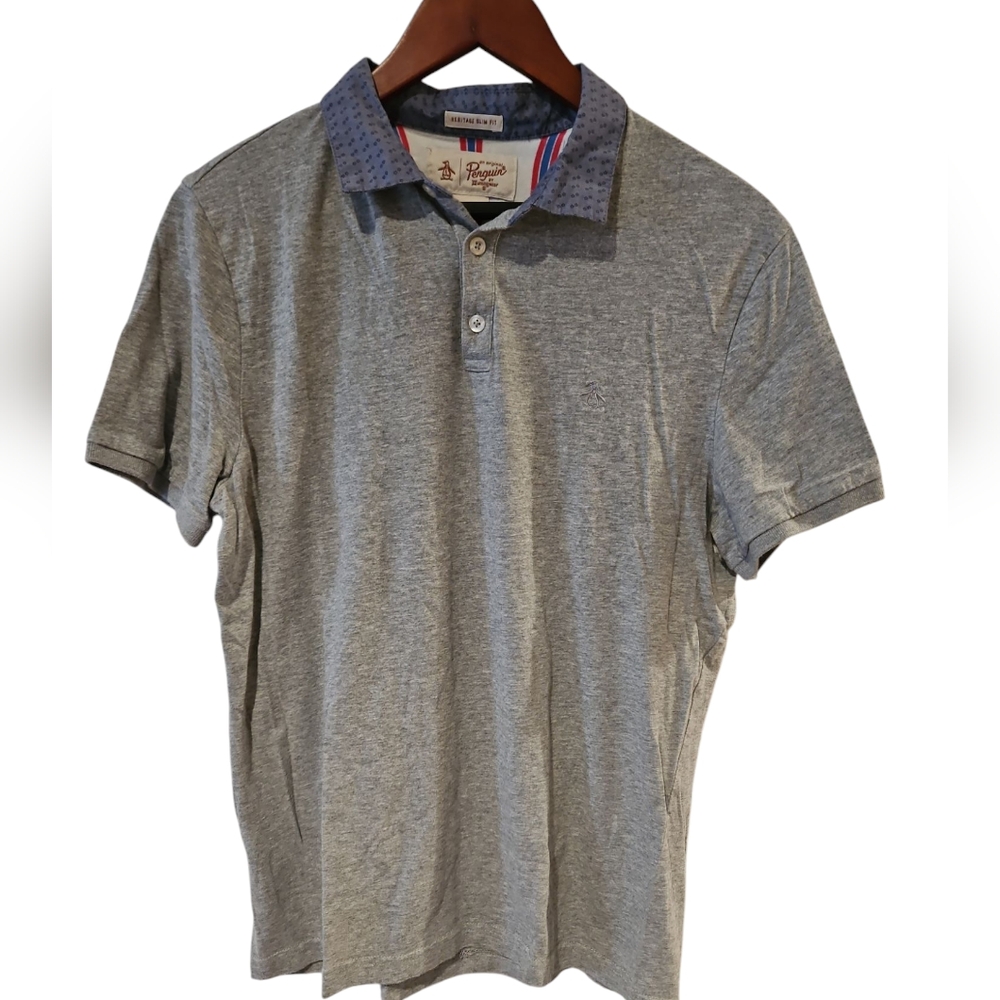 Original Penguin Heritage Slim Fit Gray Shirt Size MEDIUM